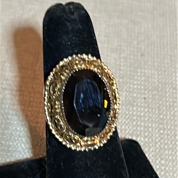 Gold filledand smoky quartz vintage ring - Picture 2 of 4